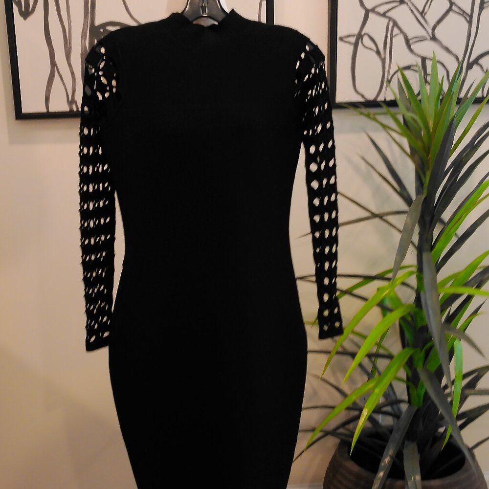 Milly Black Bodycon Midi Dress Sz S